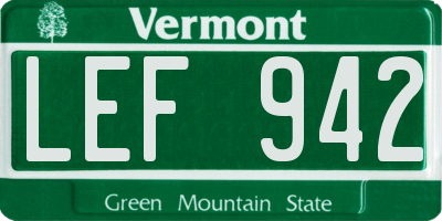 VT license plate LEF942