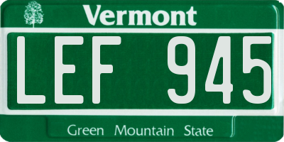 VT license plate LEF945
