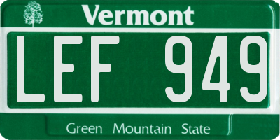 VT license plate LEF949