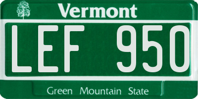VT license plate LEF950