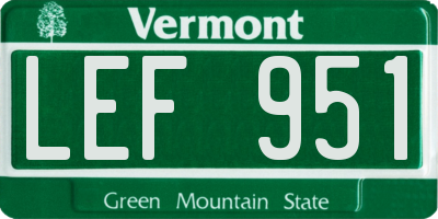 VT license plate LEF951
