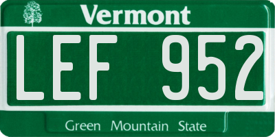 VT license plate LEF952