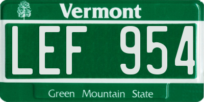 VT license plate LEF954