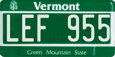 VT license plate LEF955