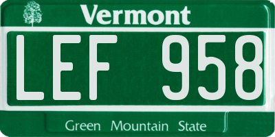 VT license plate LEF958