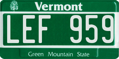 VT license plate LEF959