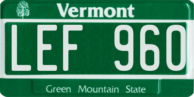 VT license plate LEF960