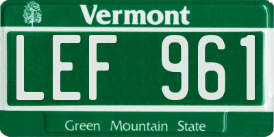 VT license plate LEF961