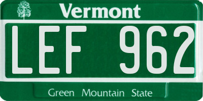 VT license plate LEF962