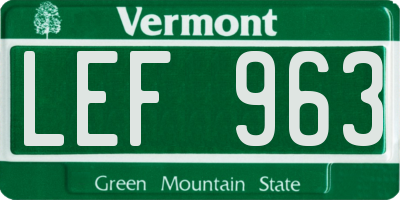 VT license plate LEF963
