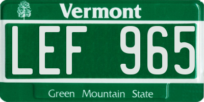 VT license plate LEF965