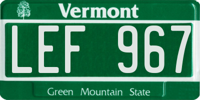 VT license plate LEF967