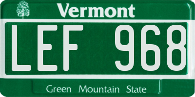 VT license plate LEF968