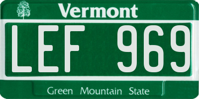 VT license plate LEF969