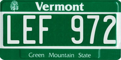 VT license plate LEF972