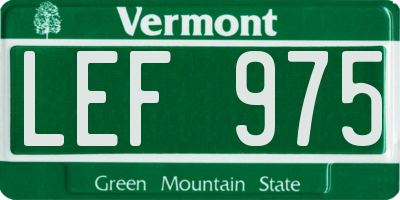VT license plate LEF975