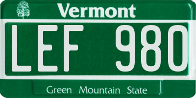 VT license plate LEF980