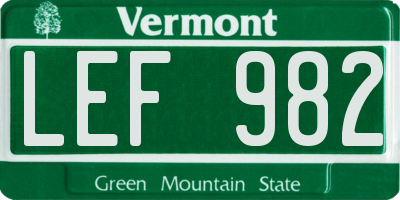 VT license plate LEF982