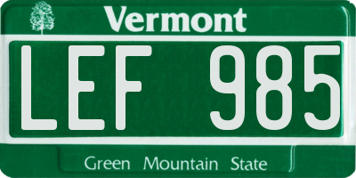 VT license plate LEF985