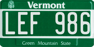VT license plate LEF986
