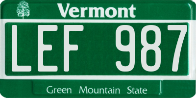 VT license plate LEF987