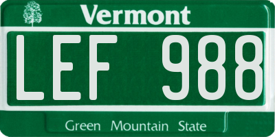VT license plate LEF988