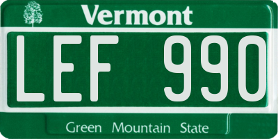 VT license plate LEF990
