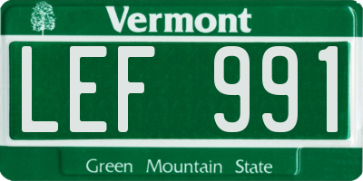 VT license plate LEF991