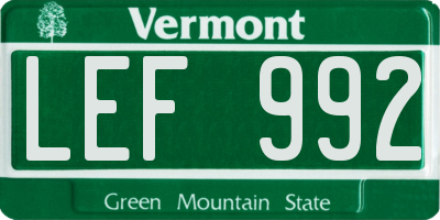 VT license plate LEF992