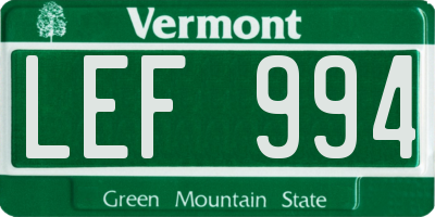 VT license plate LEF994