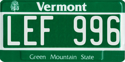 VT license plate LEF996