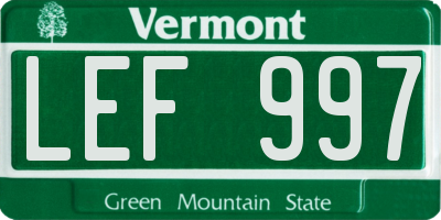 VT license plate LEF997