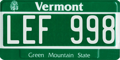 VT license plate LEF998