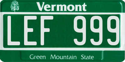 VT license plate LEF999