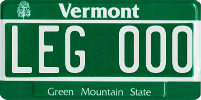 VT license plate LEG000