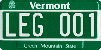 VT license plate LEG001