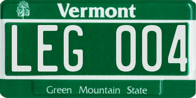 VT license plate LEG004