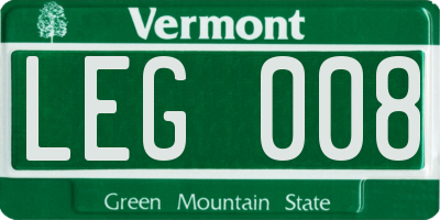 VT license plate LEG008