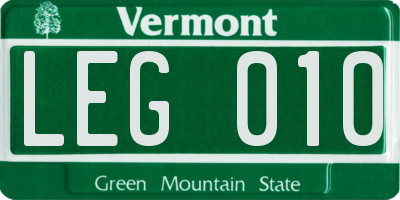 VT license plate LEG010