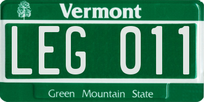 VT license plate LEG011