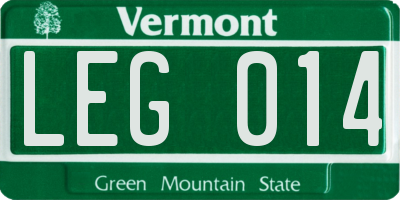 VT license plate LEG014