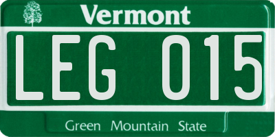 VT license plate LEG015