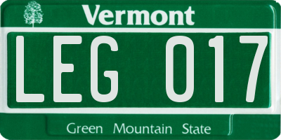 VT license plate LEG017