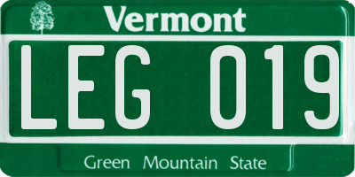 VT license plate LEG019