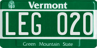 VT license plate LEG020