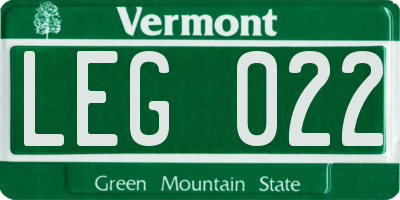 VT license plate LEG022