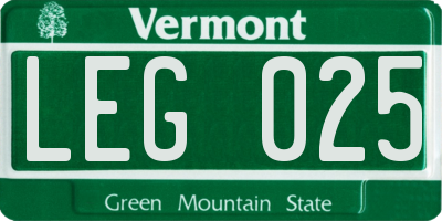VT license plate LEG025