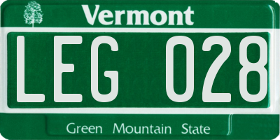 VT license plate LEG028