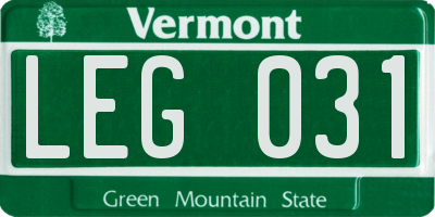 VT license plate LEG031