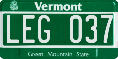 VT license plate LEG037